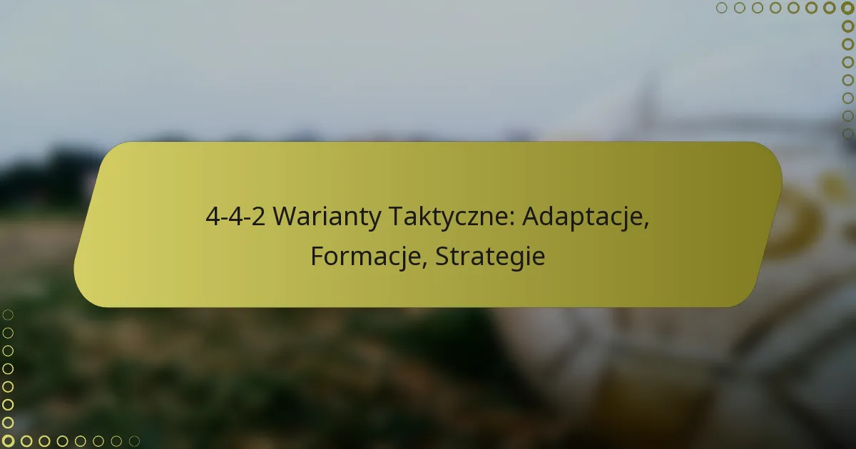 4-4-2 Warianty Taktyczne: Adaptacje, Formacje, Strategie