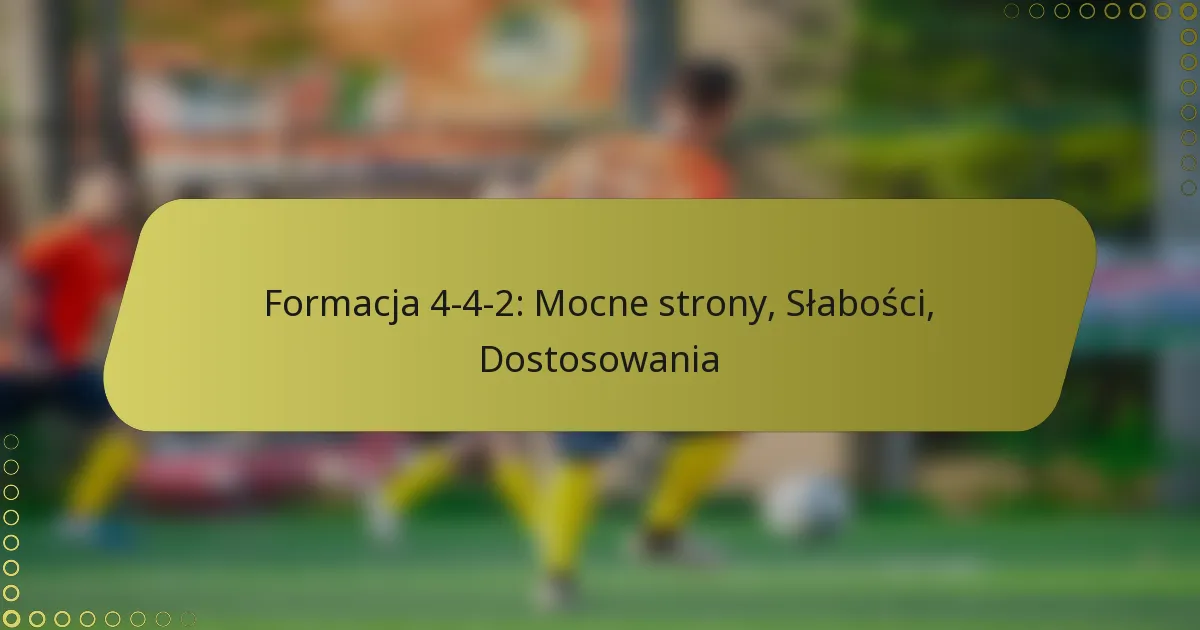 Formacja 4-4-2: Mocne strony, Słabości, Dostosowania